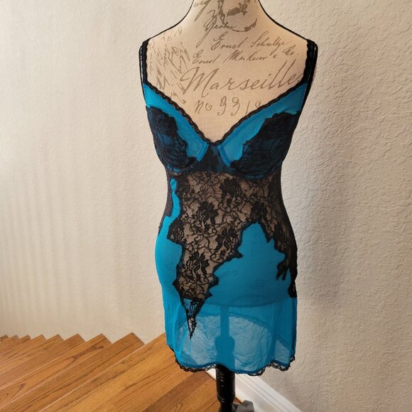 Frederick's of Hollywood Other - Azure Blue Mesh and Lace Chemise Lingerie